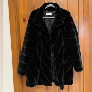 Calvin Klein Chevron Faux Fur Coat